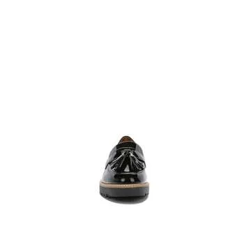 Franco Sarto Womens Carolynn Lug Sole Loafer with Tassel Detail, Black, 8 M