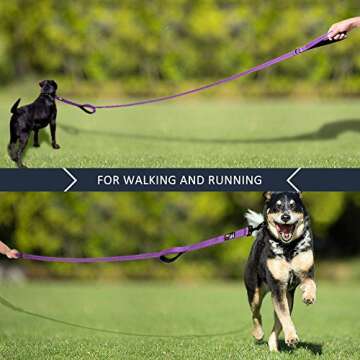 Plutus Pet Dog Leash 6ft Long, Traffic Padded Two Handle, Heavy Duty, Reflective Double Handles Lead for Control Safety Training, Leashes for Large Dogs or Medium Dogs, Dual Handles Leads (Purple)