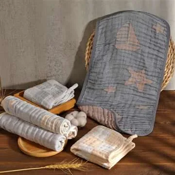 HardNok Ultra-Soft & Absorbent 6-Pack Muslin Baby Burp Cloths - 20x10 Inches, Perfect for Messy Mealtimes with Newborns & Infants. Easy-Clean & Reusable