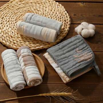 HardNok Ultra-Soft & Absorbent 6-Pack Muslin Baby Burp Cloths - 20x10 Inches, Perfect for Messy Mealtimes with Newborns & Infants. Easy-Clean & Reusable