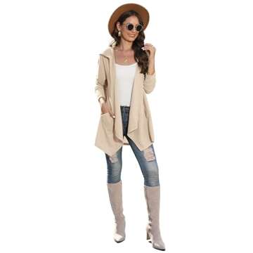 VIISHOW Womens Lightweight Casual Hoodie Cardigans Open Front Waffle Knit Long Sleeve Outwear Coat with Pockets
