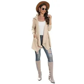 VIISHOW Womens Lightweight Casual Hoodie Cardigans Open Front Waffle Knit Long Sleeve Outwear Coat with Pockets