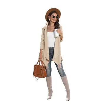 VIISHOW Womens Lightweight Casual Hoodie Cardigans Open Front Waffle Knit Long Sleeve Outwear Coat with Pockets