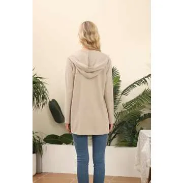 VIISHOW Womens Lightweight Casual Hoodie Cardigans Open Front Waffle Knit Long Sleeve Outwear Coat with Pockets