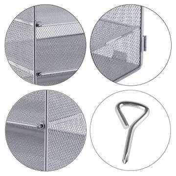 EASEPRES 5 Slot Mesh Desk Organizer Tray, File Paper Letter Folder Holder Desktop Paper Sorter Mail Organization Rack Storage Accessories, for Office Home School Classroom, Silver