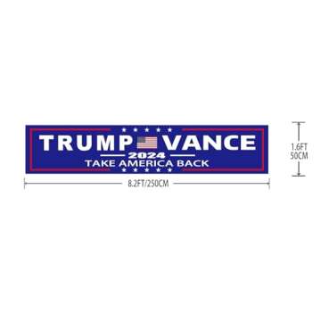 Trump Vance 2024 Banner,Donald Trump Vance 2024 Flag Large Banner Outdoor Decorations take American back Banner Garden Banner Sign Yard Advertising Outdoor & Indoor Hanging Decor 98" x 18"