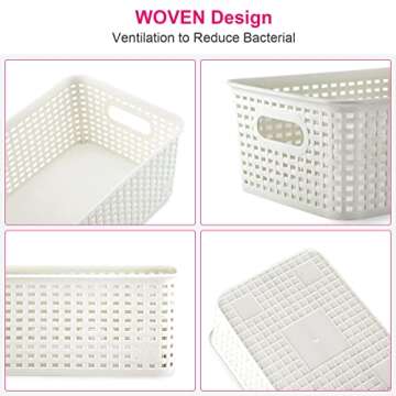 AREYZIN Plastic Storage Baskets With Lid Organizing Container Lidded Knit Storage Organizer Bins for...