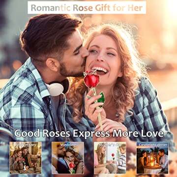 Mothers Day Rose Gifts for Her, Forever 24K Gold Dipped Real Preserved Rose Flower with Stand, Roman...