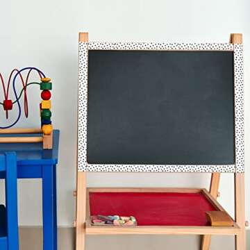 Zonon 65 Feet Bulletin Board Borders Black and White Polka Dots Striped Grid Borders Decorative Straight Scalloped Wavy Rolled Trim Classroom Back to School Decor(Black Painted Dots)