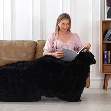 Tuddrom Faux Fur Throw Blanket 50x60 Reversible Cozy Style