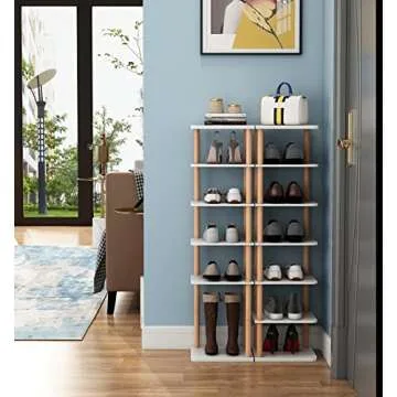LUCKNOCK 7 Tiers Vertical Shoe Rack for Efficient Storage