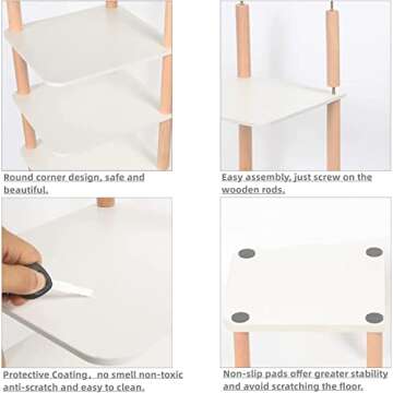 LUCKNOCK 7 Tiers Vertical Shoe Rack, Narrow Shoe Organizer, Stylish Wooden Shoe Storage Stand, Space Saving Shoe Shelf, Shoe Tower, Free Standing Shoe Racks for Entryway, No-Tool Assembly, White.