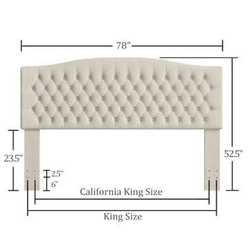 Befurtori California King Headboard Bed Upholstered Only, Linen Tufted Cal King Size Headboard Wall ...