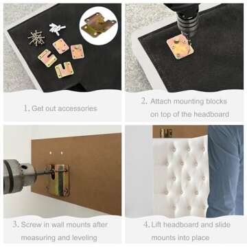 Befurtori California King Headboard Bed Upholstered Only, Linen Tufted Cal King Size Headboard Wall Mount and Bed Frame Mount with Tufted Solid Wood Head Board, Ivory