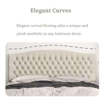 Befurtori California King Headboard Bed Upholstered Only, Linen Tufted Cal King Size Headboard Wall Mount and Bed Frame Mount with Tufted Solid Wood Head Board, Ivory