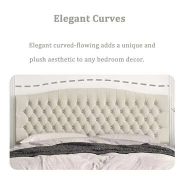 Befurtori California King Headboard Bed Upholstered Only, Linen Tufted Cal King Size Headboard Wall Mount and Bed Frame Mount with Tufted Solid Wood Head Board, Ivory