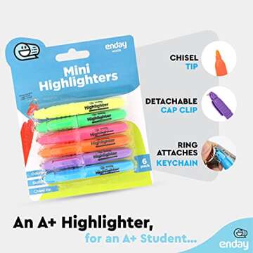Enday Mini Highlighters Set - Chisel Tip Assorted Colors