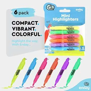 Enday Mini Highlighters Set - Chisel Tip Assorted Colors