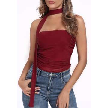 Women's Leopard Print Tube Top Cheetah Print Top Ruched Strapless Mesh Halter Tops for Women Going O...