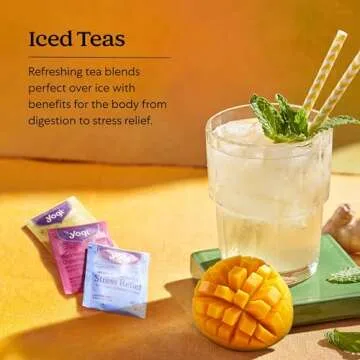 Yogi Tea Iced Variety Sampler - 16 Bags per Pack (3 Packs) - Organic Tea Sampler - Includes Mango Ginger, Blackberry Apple Cider Digestive Awakening & Honey Lavender Stress Relief