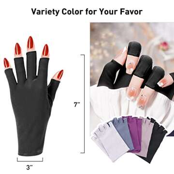 RAYOCON UV Gloves for Nails,𝐔𝐏𝐅𝟓𝟎+ UV Protection Gloves for Manicures,Fingerless Gloves for Protecting Hands from Nails UV Light(Black)