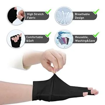 RAYOCON UV Gloves for Nails,𝐔𝐏𝐅𝟓𝟎+ UV Protection Gloves for Manicures,Fingerless Gloves for Protecting Hands from Nails UV Light(Black)