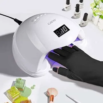 RAYOCON UV Gloves for Nails,𝐔𝐏𝐅𝟓𝟎+ UV Protection Gloves for Manicures,Fingerless Gloves for Protecting Hands from Nails UV Light(Black)