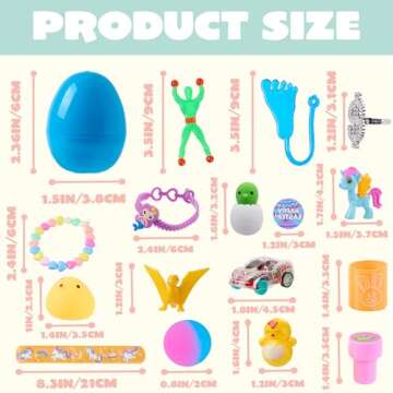 JOYIN 120 Pcs Prefilled Easter Eggs with Toys and Stickers