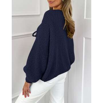 PRETTYGARDEN Women's Tie Front Bow Cardigan Sweaters Chunky Knit Long Puff Sleeve Trendy Fall Winter...