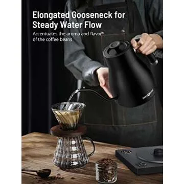 PARIS RHÔNE Gooseneck kettle,Gooseneck Electric Pour-Over Kettle for Coffee Tea Brewing,Temperature...