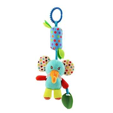 Joyshare 4 PCS Baby Soft Hanging Rattle Crinkle Squeaky Toy - Baby Toys for 0 3 6 9 to 1 Animal Ring...