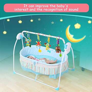 Joyshare 4 PCS Baby Soft Hanging Rattle Crinkle Squeaky Toy - Baby Toys for 0 3 6 9 to 1 Animal Ring Plush Stroller Infant Car Bed Crib Travel Activity Hanging Wind Chime with Teether for Boys Present