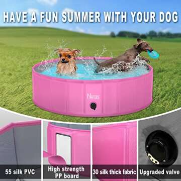 NHILES Portable Pet Dog Pool, 39" Collapsible Bathing Tub, Indoor & Outdoor Foldable Leakproof Cat Dog Pet SPA for Dogs and Cats