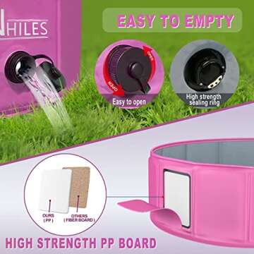 NHILES Portable Pet Dog Pool, 39" Collapsible Bathing Tub, Indoor & Outdoor Foldable Leakproof Cat Dog Pet SPA for Dogs and Cats