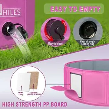 NHILES Portable Pet Dog Pool, 39" Collapsible Bathing Tub, Indoor & Outdoor Foldable Leakproof Cat Dog Pet SPA for Dogs and Cats