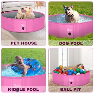 NHILES Portable Pet Dog Pool, 39" Collapsible Bathing Tub, Indoor & Outdoor Foldable Leakproof Cat Dog Pet SPA for Dogs and Cats