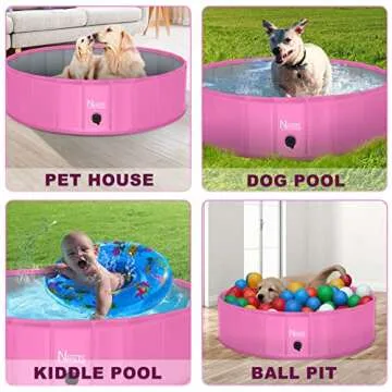 NHILES Portable Pet Dog Pool, 39" Collapsible Bathing Tub, Indoor & Outdoor Foldable Leakproof Cat Dog Pet SPA for Dogs and Cats