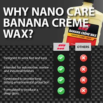 Malco Nano Care Banana Creme Wax - Deep Gloss Shine and Long-Lasting UV Protection/For Automotive, Marine and Industrial Finishes / 32 oz. (197732)