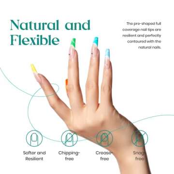 Beetles Nail Tips and Glue Gel Nail Kit, 2 In 1 Nail Gel and Base Gel with 500Pcs Coffin Nails and Innovative UV LED Lamp Easy DIY Fast Nail Extension Set, 48W LED Nail Lamp 6 Colors Starter Kit