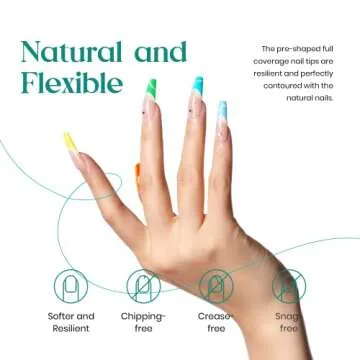 Beetles Nail Tips and Glue Gel Nail Kit, 2 In 1 Nail Gel and Base Gel with 500Pcs Coffin Nails and Innovative UV LED Lamp Easy DIY Fast Nail Extension Set, 48W LED Nail Lamp 6 Colors Starter Kit