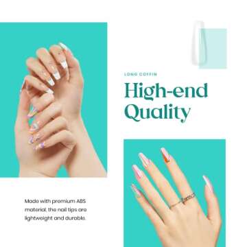 Beetles Nail Tips and Glue Gel Nail Kit, 2 In 1 Nail Gel and Base Gel with 500Pcs Coffin Nails and Innovative UV LED Lamp Easy DIY Fast Nail Extension Set, 48W LED Nail Lamp 6 Colors Starter Kit