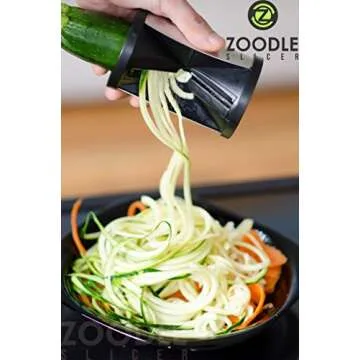 The Original Zoodle Slicer - Complete Vegetable Spiralizer, Spiral Slicer Bundle (With Cleaning Brush, Peeler & Recipe eBook) (HandHeld)