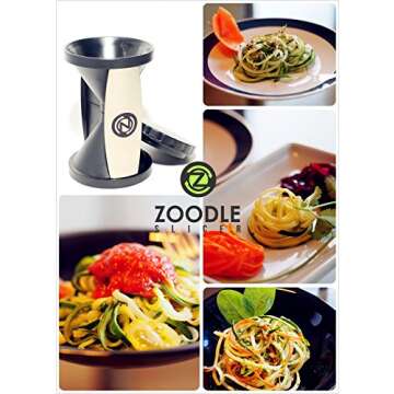 The Original Zoodle Slicer - Complete Vegetable Spiralizer, Spiral Slicer Bundle (With Cleaning Brush, Peeler & Recipe eBook) (HandHeld)