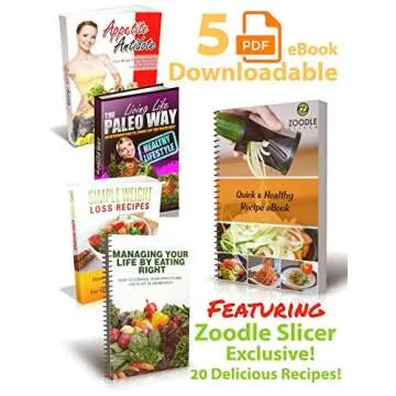 The Original Zoodle Slicer - Complete Vegetable Spiralizer, Spiral Slicer Bundle (With Cleaning Brush, Peeler & Recipe eBook) (HandHeld)
