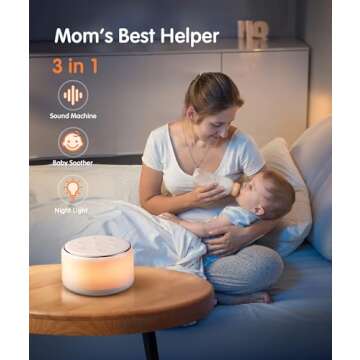 FamiSym White Noise Sound Machine Baby for Sleeping with Night Light – 34 Soothing Sounds, Recharg...