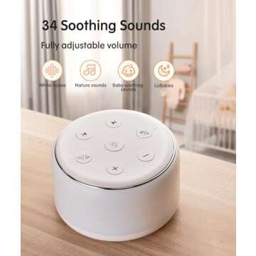 FamiSym White Noise Sound Machine Baby for Sleeping with Night Light – 34 Soothing Sounds, Rechargeable White Noise Machine for Baby Kids Adults Sleep, Portable Lullaby Machine Baby Soother