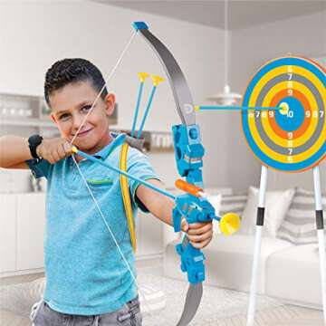 Discovery Kids Bullseye Outdoor Archery Set with LED Target Light-Up Toy Night/Day Activity Includes...
