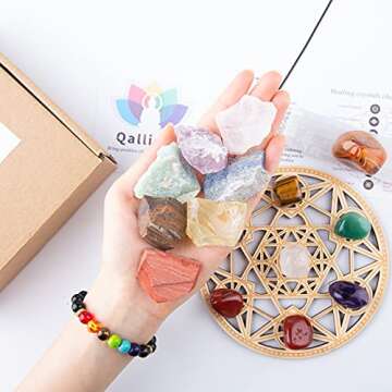 Crystals and Healing Stones, Healing Crystals for Beginners Set Gifts for Mothers Day, Include 7 Cha...