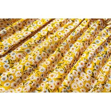 Daenery Spaghetti Strap Ruffle Hem Blackless Solid Color Mini Dress (Yellow Flower, Small, s)