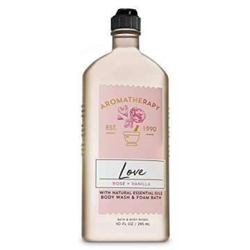 Bath and Body Works Aromatherapy LOVE - ROSE + VANILLA Body Wash and Foam Bath 10 Fluid Ounce